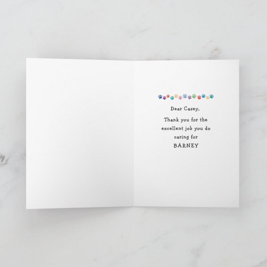 Dank u Dierenartsenhond Walker Groomer Caregiver Kaart (Binnen)