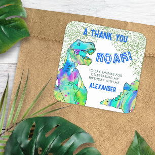 Dank u, dinosaurus Colorful Vierkante Sticker