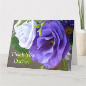 Dank u Doctor- Paarse Bloemen Bedankkaart (Voorkant)