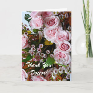 Dank u Doctor- Pink Rose Floral Bedankkaart