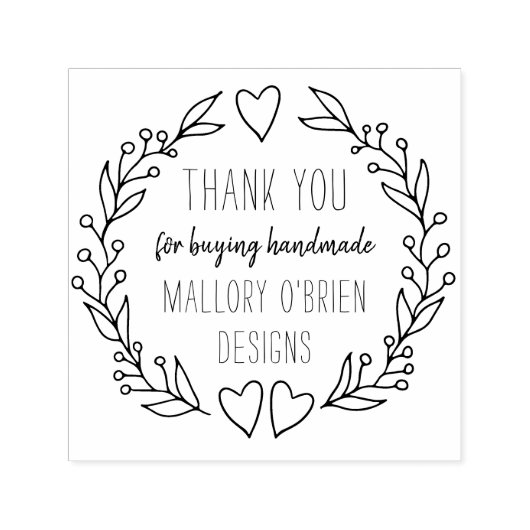 Dank u doedel botanische krans gepersonaliseerd  zelfinktende stempel (Design)