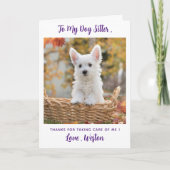Dank u Dog Sitter - Paarse - Pet Photo Schattige D Bedankkaart (Voorkant)