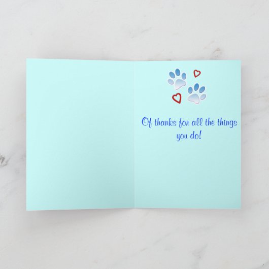 Dank u: Dog Walker, Dog Sitter of Dog Groomer Bedankkaart (Binnen)