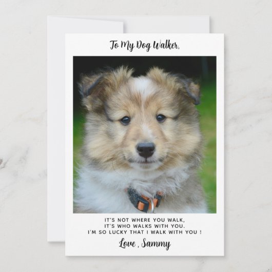 Dank u Dog Walker Eenvoudige Schattigee aangepaste Kaart (Voorkant)