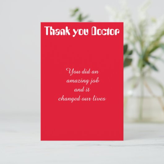 Dank u dokter bedankkaart (Staand voorkant)