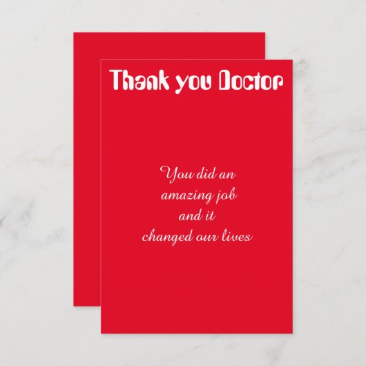 Dank u dokter bedankkaart (Voorkant / Achterkant)