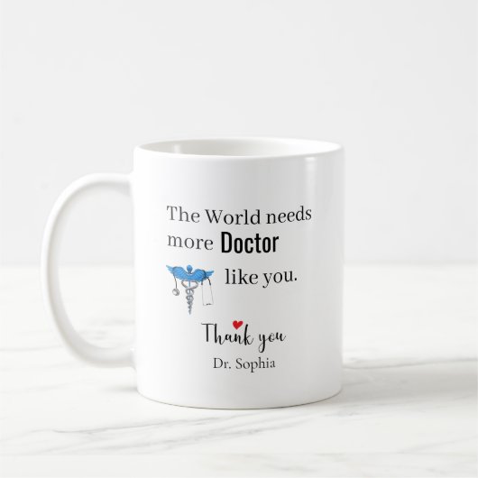 Dank U Dokter Geschenk Aangepaste Naam Koffiemok (Links)