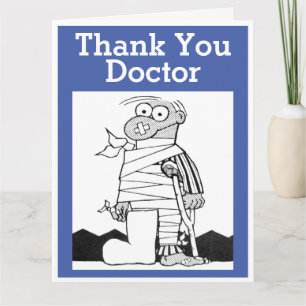 Dank U Dokter - Man Met Verband Op Krukken Kaart