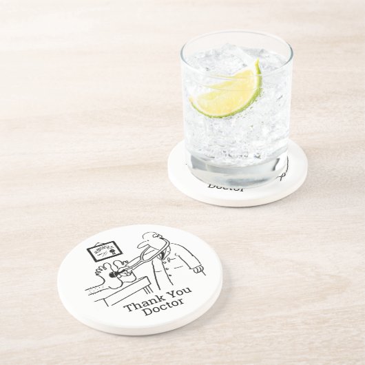 Dank u, dokter. Stethoscoop en Feet. Zandsteen Onderzetter (Zijkant)