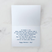 Dank u, dokter. Wenskaarten op de dag van de dokte Bedankkaart (Binnen)