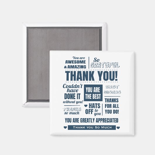 Dank u donkerblauw bericht magneet (Voorkant / Achterkant)