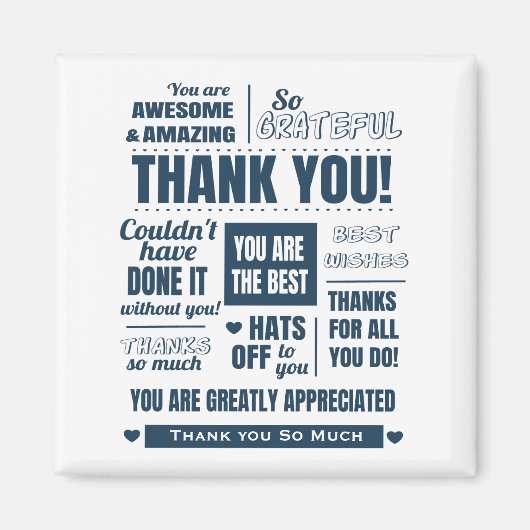 Dank u donkerblauw bericht magneet (Voorkant)