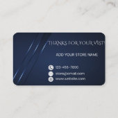 Dank u Donkerblauw Modern Kortingskaartje (Achterkant)