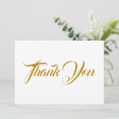 Dank u, donkerbruin, elegant scriptnotitiekaart (Staand voorkant)