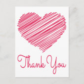 Dank u Doodle Hart Rood / Roze Briefkaart (Voorkant)