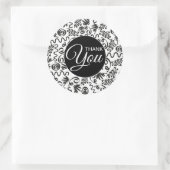 Dank u Doodle krullen zwart en wit Ronde Sticker (Tas)