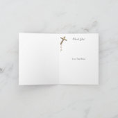 Dank u doop roze kruis meisje kant bedankkaart (Binnen)