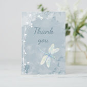 Dank u Dragonfly en White Garden Flowers Bedankkaart (Staand voorkant)