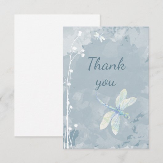 Dank u Dragonfly en White Garden Flowers Bedankkaart (Voorkant / Achterkant)