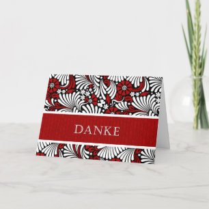 Dank u, Duits Informal Red en White Bedankkaart