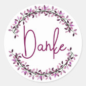 Dank u, Duitse Danke Typography Chic Leaf Wreath Ronde Sticker (Voorkant)
