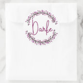 Dank u, Duitse Danke Typography Chic Leaf Wreath Ronde Sticker (Tas)