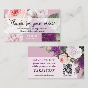 Dank u Dusty Mauve  Roos Bloemen Korting Visitekaartje