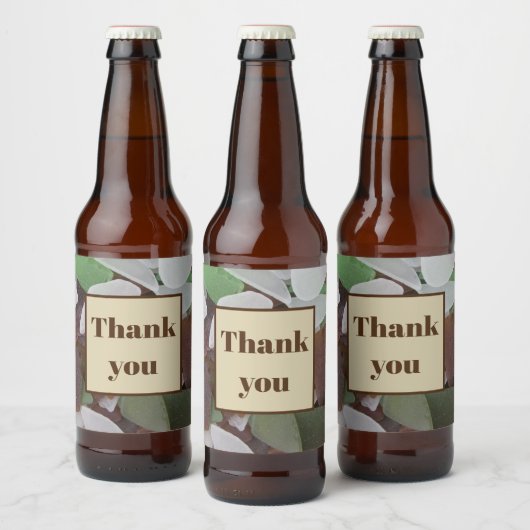 Dank u Earth Tone Photo Beach Bedankt Zee Bier Etiket (Flessen)