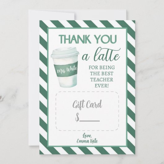 Dank u een Latte - Teacher Gift Cart Sjabloon (Voorkant)