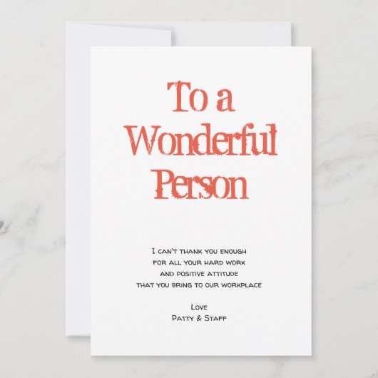 Dank u een zeer grote waardering voor het personee bedankkaart (Achterkant)