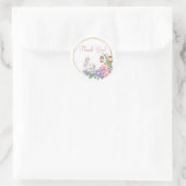 Dank u Eenhoorn Uil Waterverf Bloemen Ronde Sticker (Tas)