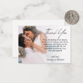 dank u eenvoudig handschrift bruiloft vervaagd fot notitiekaartje (Voorkant / Achterkant in situ)