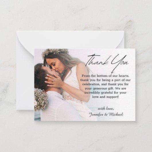 dank u eenvoudig handschrift bruiloft vervaagd fot notitiekaartje (Voorkant)