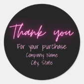 Dank u Eenvoudig Modern Zwart Roze Neon Script Ronde Sticker (Voorkant)
