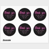 Dank u Eenvoudig Modern Zwart Roze Neon Script Ronde Sticker (Vel)