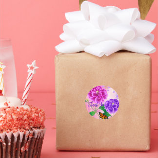 Dank U eenvoudige bloemencadeau verpakken sticker