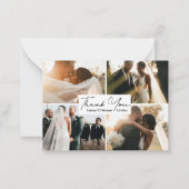 Dank u eenvoudige bruiloft 4 foto budget notitiekaartje (Voorkant)