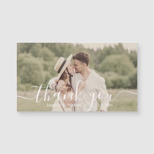 Dank u eenvoudige handschrift bruiloft foto magnee (Voorkant)