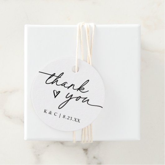 Dank u eenvoudige handschrift hart bruiloft bedankjes labels (In situ)