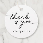 Dank u eenvoudige handschrift hart bruiloft bedankjes labels (Voorkant)