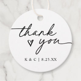 Dank u eenvoudige handschrift hart bruiloft bedankjes labels