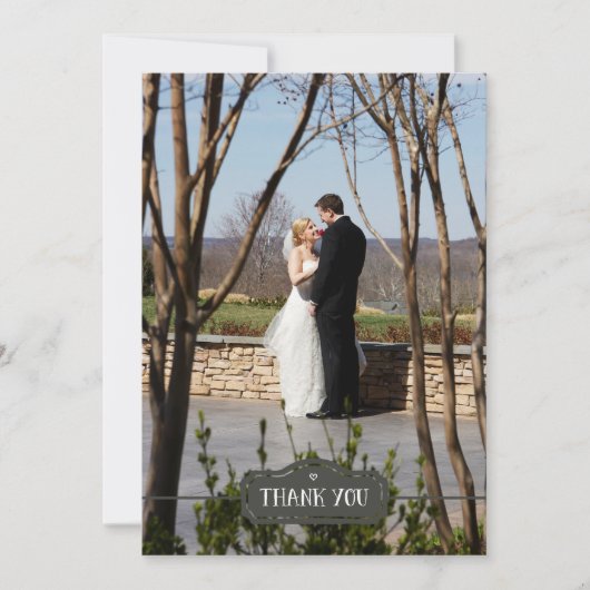 Dank u, eenvoudige met de hand getekende grijze aa bedankkaart (Voorkant)