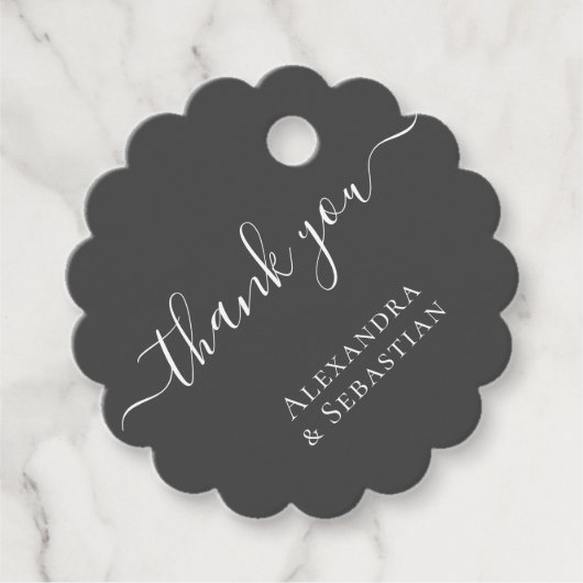 Dank u eenvoudige typografie gepersonaliseerde bru bedankjes labels (Voorkant)