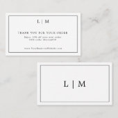 Dank u Eenvoudige zwarte en Witte Monogram Invoege Visitekaartje (Voorkant / Achterkant)