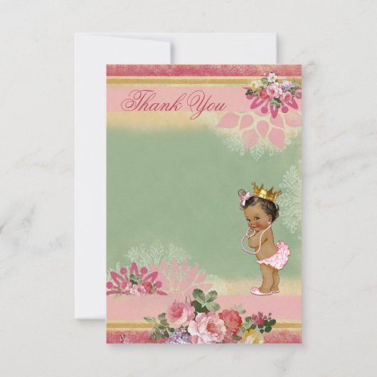 Dank u Eiffeltoren Etnische Prinses Baby shower Bedankkaart (Achterkant)