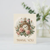 Dank u Elegant Bloemen Roos Antiek Klokvogel Briefkaart (Staand voorkant)