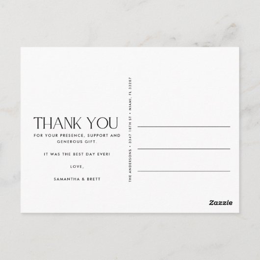 Dank u Elegant Eenvoudige Trouwfoto Briefkaarten (Achterkant)