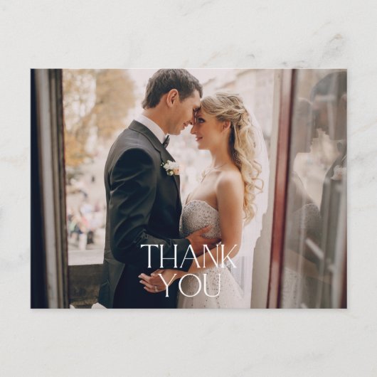 Dank u Elegant Eenvoudige Trouwfoto Briefkaarten (Voorkant)