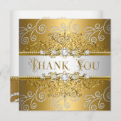 Dank u Elegant Goud Zilver Lace Diamant Bedankkaart (Voorkant / Achterkant)