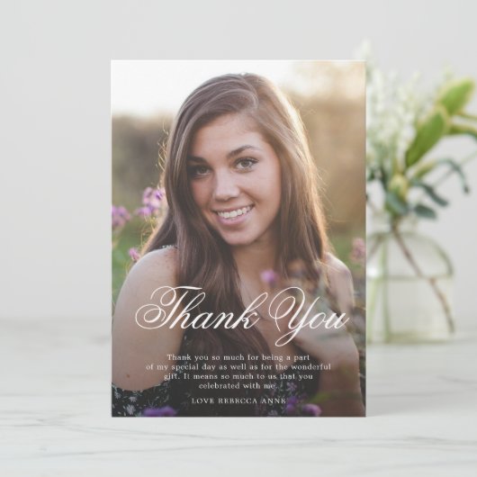 Dank u elegant het manuscript van de verjaardagsfo bedankkaart (Staand voorkant)